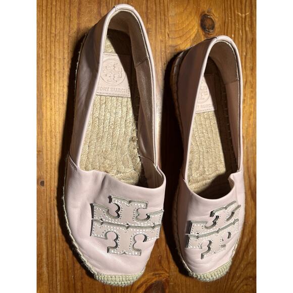 Tory Burch Ines Espadrille Pink Leather Slip On Size 7.5 - Picture 8 of 11